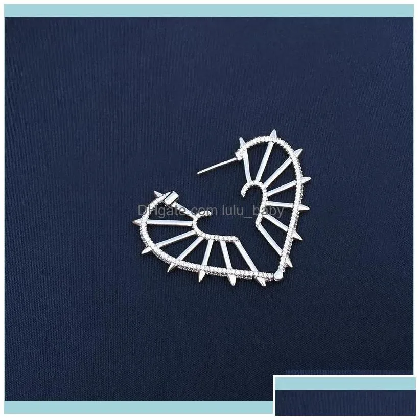 Earrings Jewelrybaoyocn Fashion S925 Sterling Sier Black Spike Geometric Heart Shaped Hoop Earring Women January Archi Noir Series Jewelry