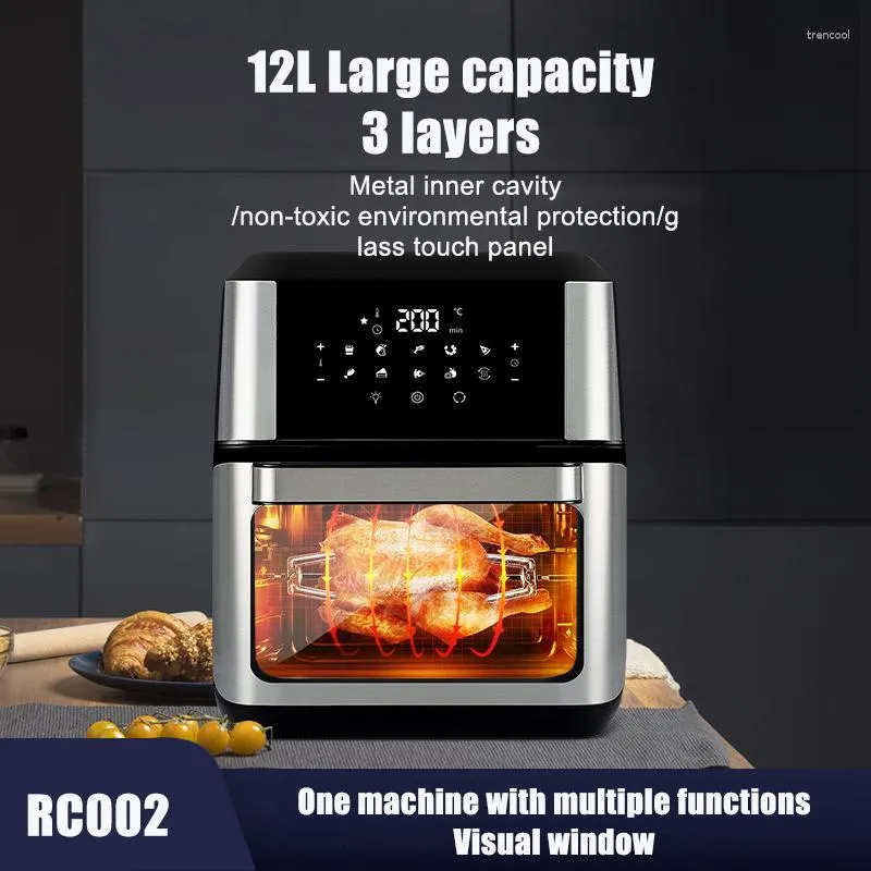 Fornos elétricos RC002 Frita de ar mini forno doméstico 12L 1700W Tipo de toque visível Tabela multifuncional de 3 camadas de 3 camadas