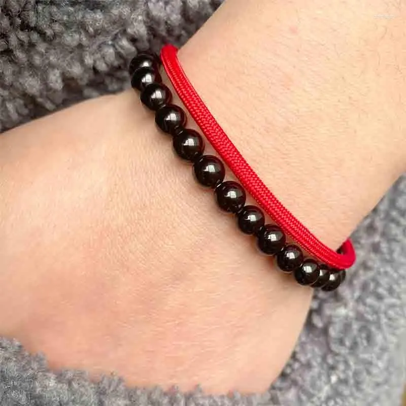 Strand 2pcs Bracciale abbinata Set per uomini donne 6mm Onyx Stone Braclet 4mm Buona fortuna Braslet Brazalete Pulseira