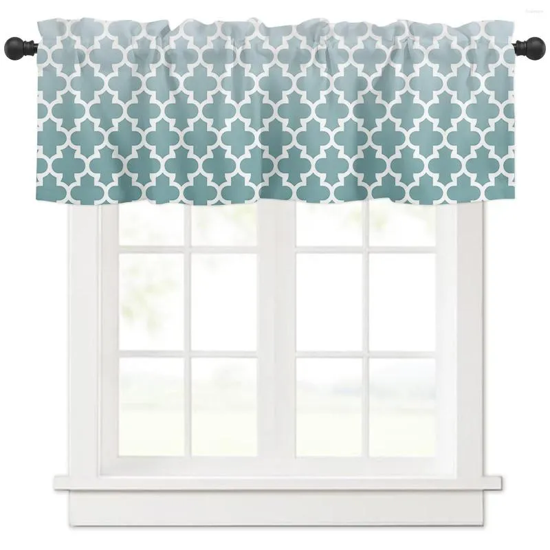 Curtain Cyan Grey Gradient Retro Morocco Short Curtains Kitchen Cafe Wine Cabinet Door Window Small Home Decor Drapes