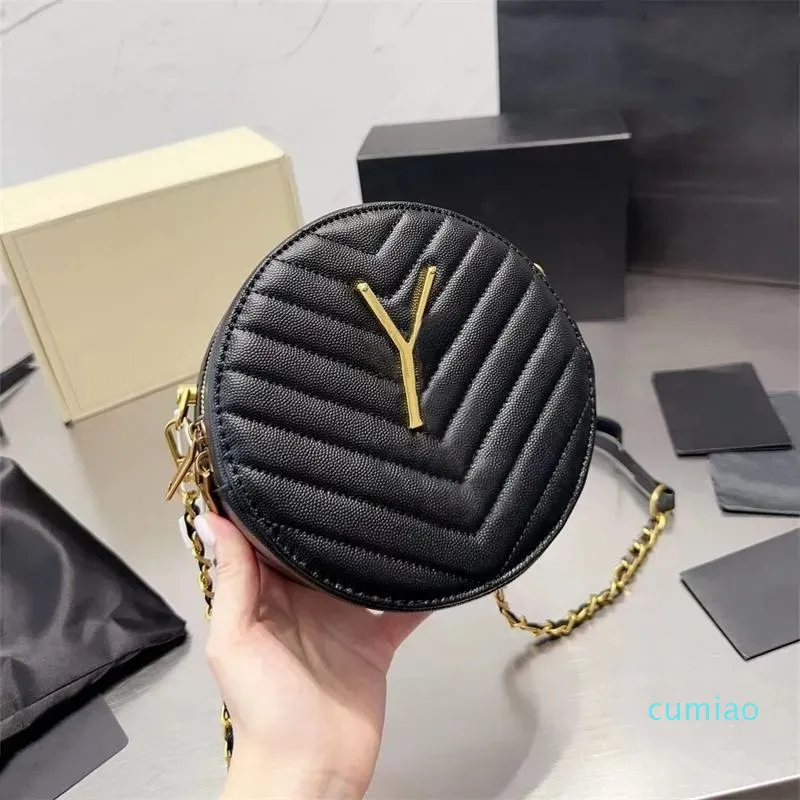 2023 Woman Mini Circle Bags designer crossbody bag shoulder chain purse fashion cross body Leather Gold Letter 5A Quality