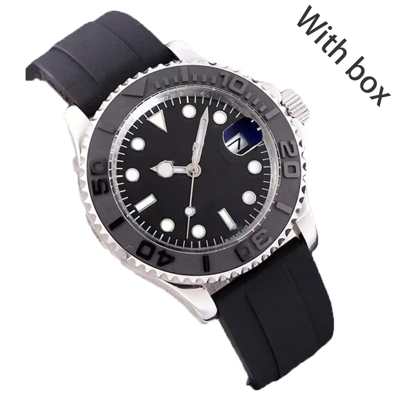 Herrenuhr, Designeruhren, hochwertige Yacht, Automatik, 41 mm, Rolej-Armbanduhr, Leder, 904L-Edelstahl, Saphirglas, mit Box, Business-Uhr, schwarzes Zifferblatt