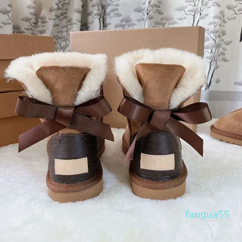 2023-Women Kids Ribbon Snow Boots New Design Girl And Childen Winter Ankle Shoes Boot