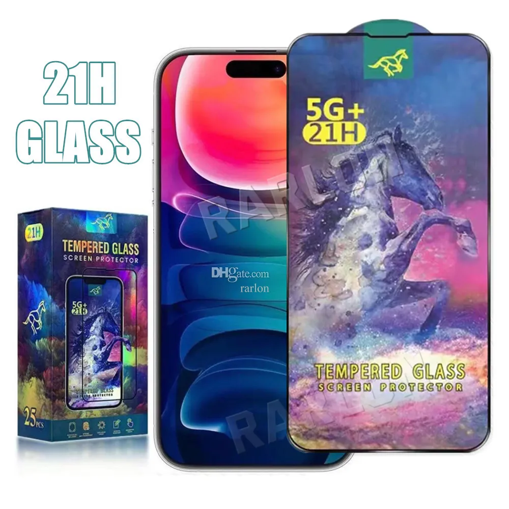 21H Tempered Glass Screen Protector Full Cover Film Guard Shield Protective For IPhone 15 Pro Max 14 Samsung Galaxy S21 FE A21S A14 A24 A34 A54 A13 A33 A53 A73 A03 Core