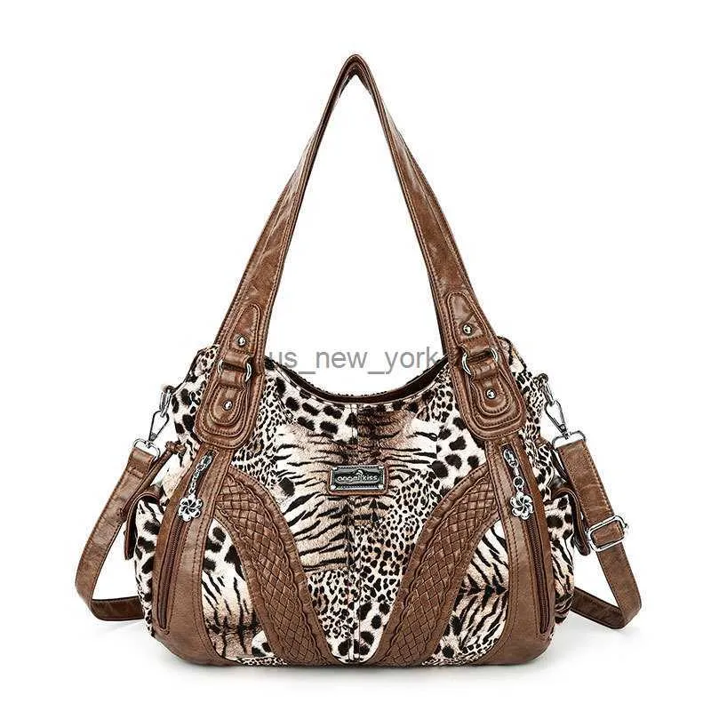 Hobo Angelkiss Women Hobo Handbags Fashion Leopard Shoulder Bag Large Capacity Tote Bag Top-handle Handbag Satchel Shopper Pack HKD230817