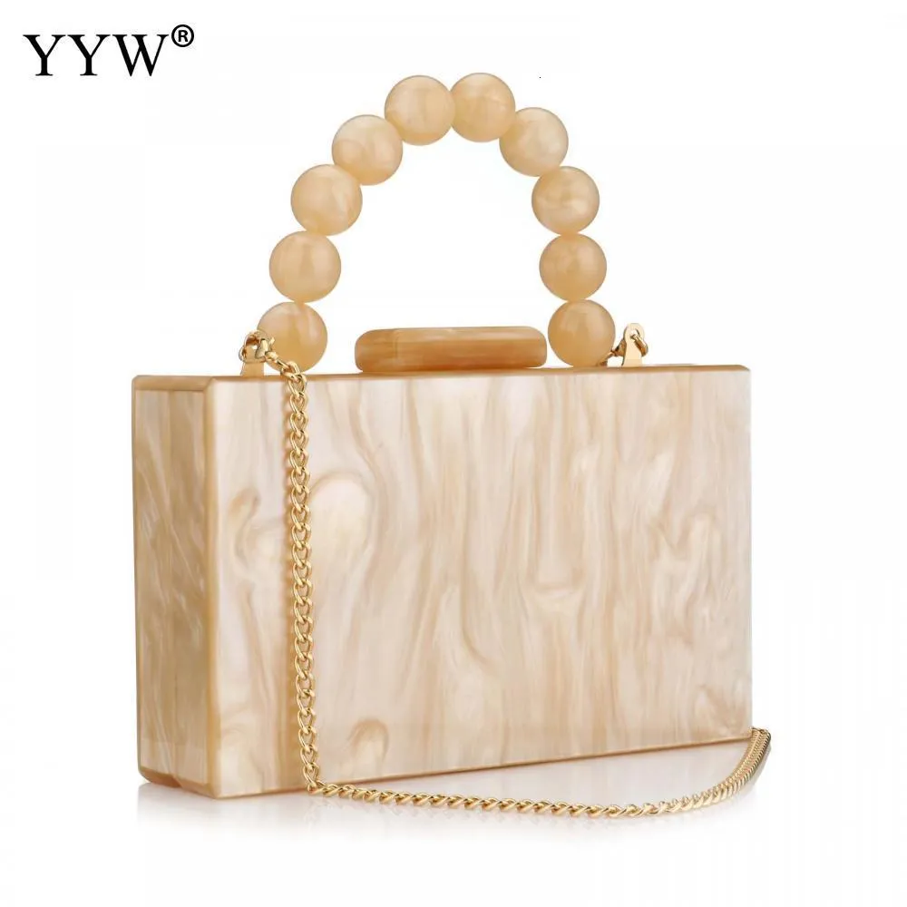 Evening Bag Acrylic Box Clutch For Wedding Party Luxury Foil Beads Handbags And Purses Designer High Quality Shoulder Bag 230816