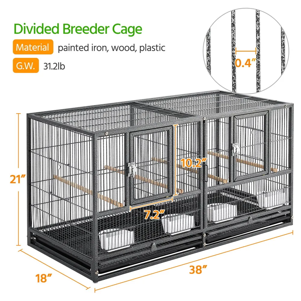18 Inch Stackable Divided Breeder Cage For Small Large Bird Cage