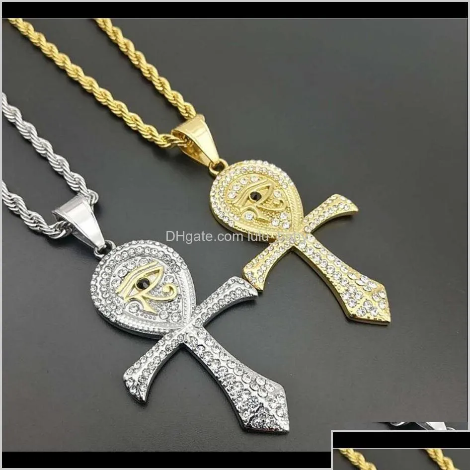 Collane a sospensione uomini in acciaio inossidabile uomo hip hop occhio di horus modella vintage ankh coglione crotta maschile hiphop gioielli hiphop regali 61bac w5pvg d dhohy