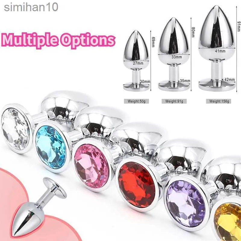 Toys anal 3 taille Metal Plug Plug Butt Butt Game Adult Game Masturbateur Anal S / M / L Diamond Stimulateur anal Toys pour hommes Gay Woman Sex Shop HKD230816