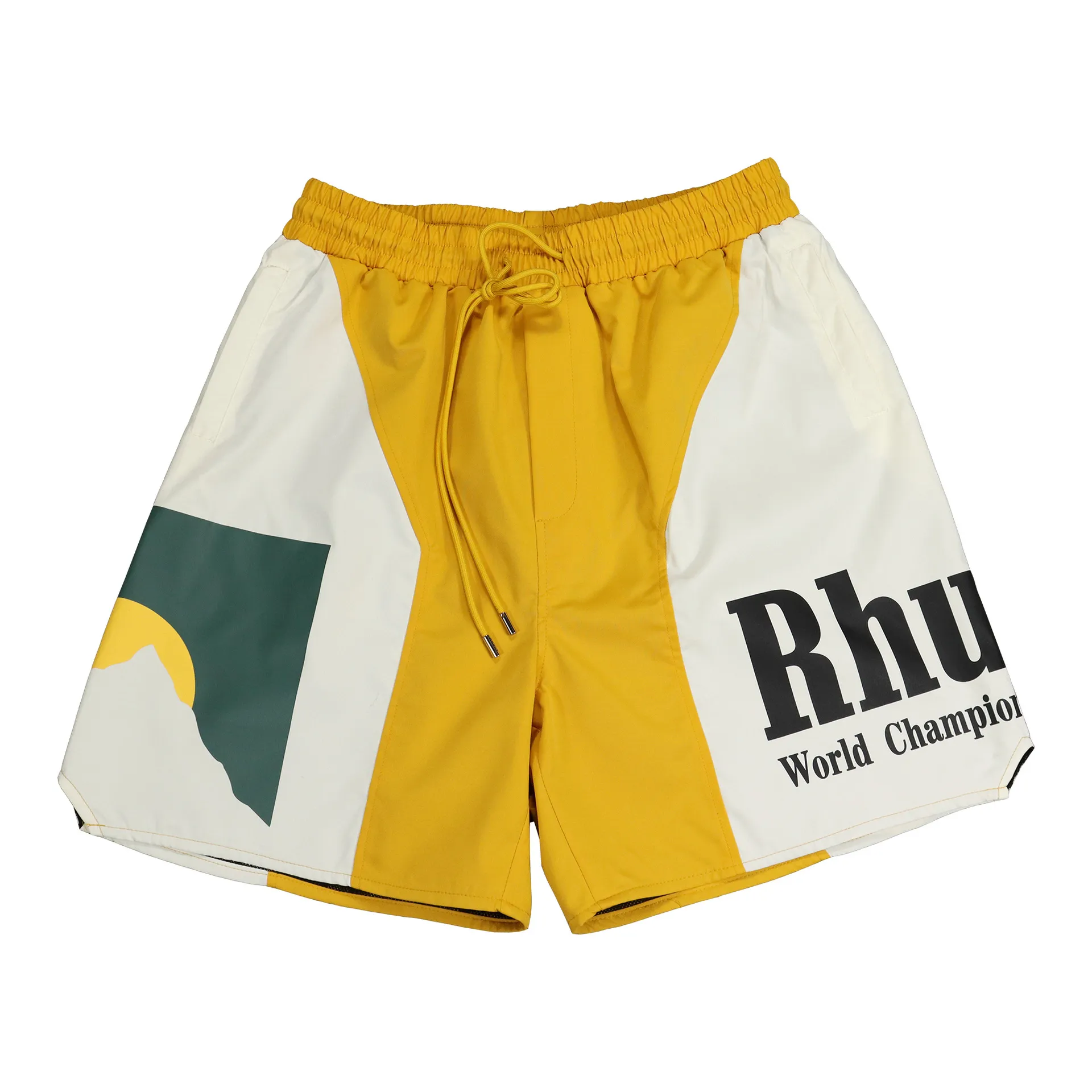 Mens Curto Rhude Shorts Designer homem curto Vestido de verão Secagem rápida cintura elástica cordão relaxado cordão beachwear solto shorts esportivos para homens mulheres