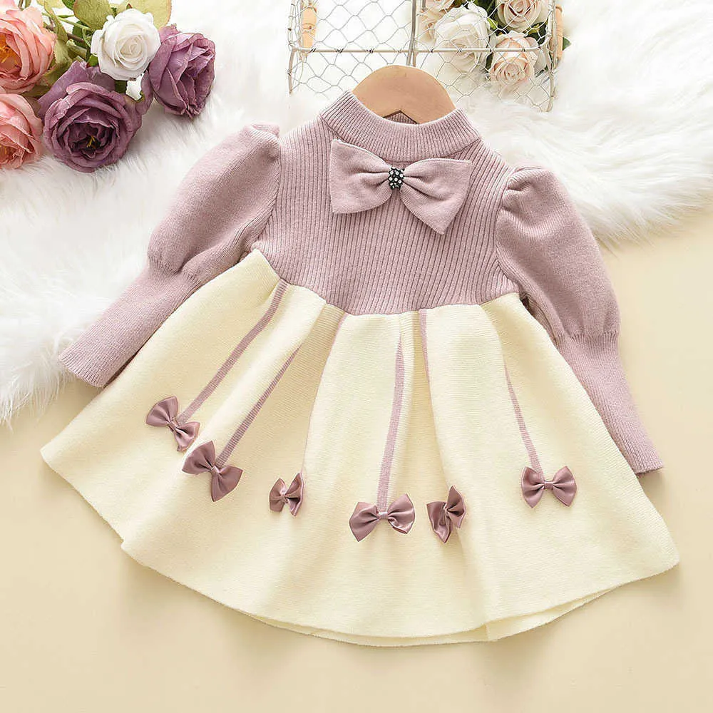 Baby girl's tricot-knit dress with drawstring | Il Gufo