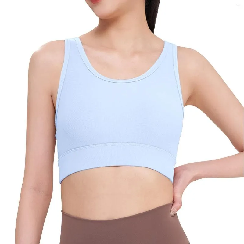Yoga Outfit Women's Bra Solid Color High Elasticity Thread Fixed Chest Pad H Shaped Sports Morning Running Gym Park