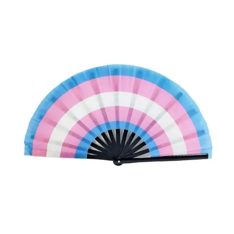 Party Favor Rainbow Folding Fans Lgbt Colorf Hand-Held Fan For Women Men Pride Decoration Music Festival Events Dance Rave Supplies Dr Dhsmt