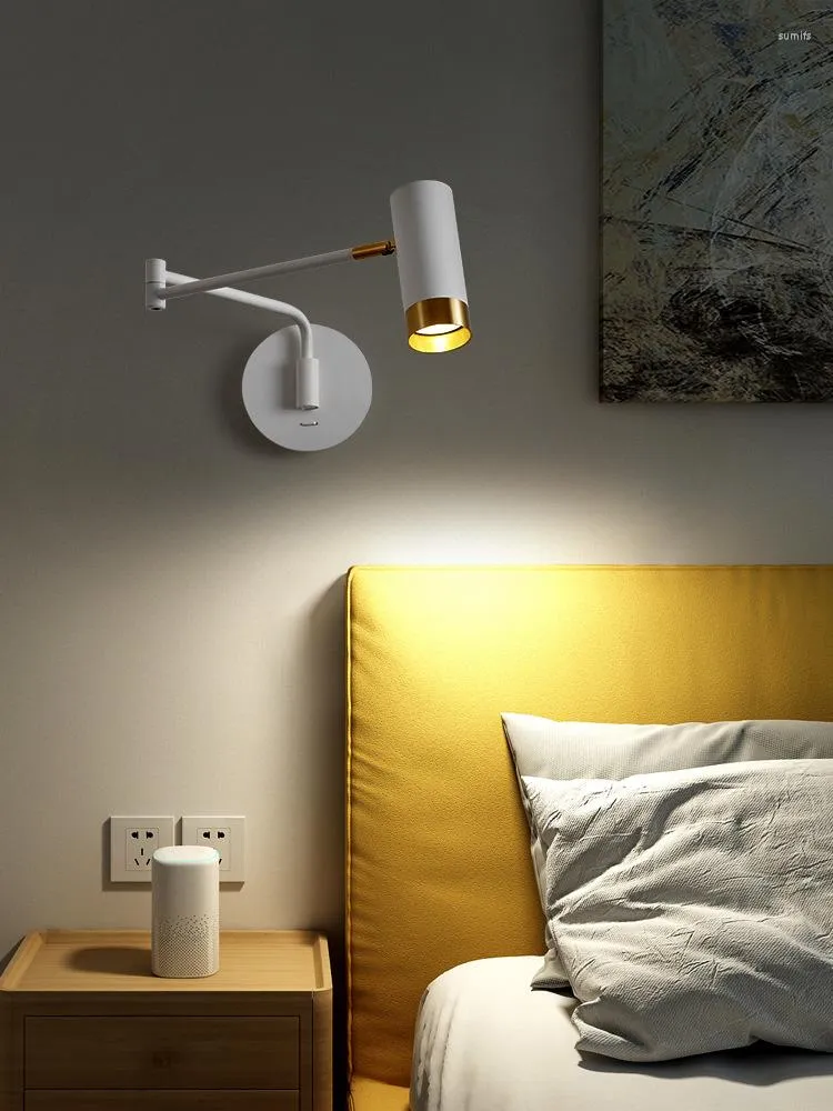 Wall Lamp Bedroom Bedside Lights Nordic Modern Minimalist Light Luxury Simple Folding Long Study Reading Arm Lamps