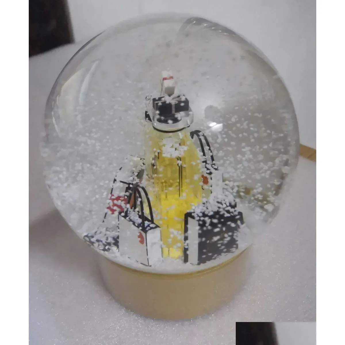 2022 edition c classics golden christmas snow globe with perfume bottle inside crystal ball for special birthday novelty vip gift