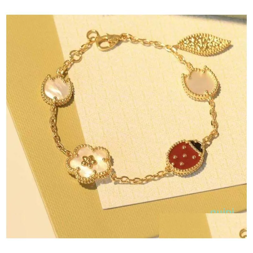 bracelets designer 2021 series ladybug fashion clover charm bracelets bangle chain high quality s925 sterling silver 18k rose gold for women girls