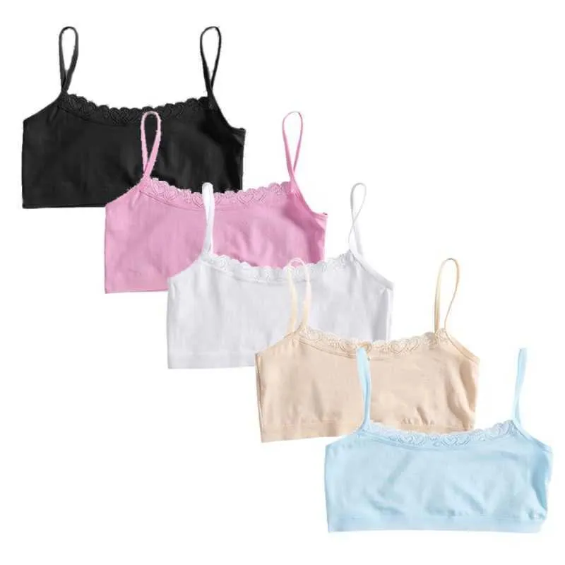 Solid Color Camisole Top With Lace For Teen Girls Puberty Sport
