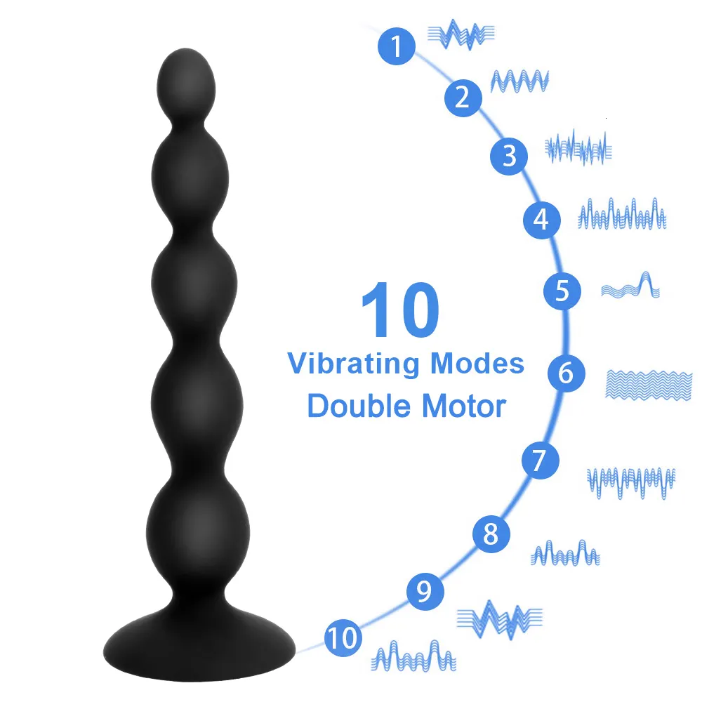 Toys IKOKY Anal Beads Butt Plug Vibrator Prostate Massage 10 Speed Dual Motor Remote Control Anus Stimulator S_voghion.com