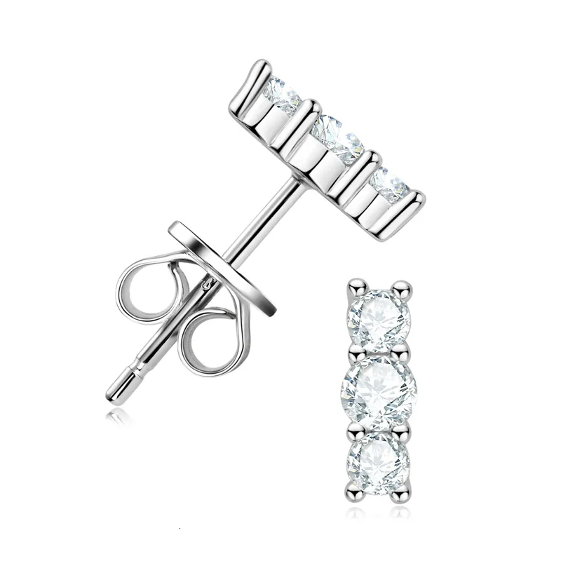 Charm Anziw 3 Stone Stud oorbellen D kleur 925 Sterling Silver Oneshape Piercing Ear studs voor vrouwen gecertificeerde sieraden cadeau 230817