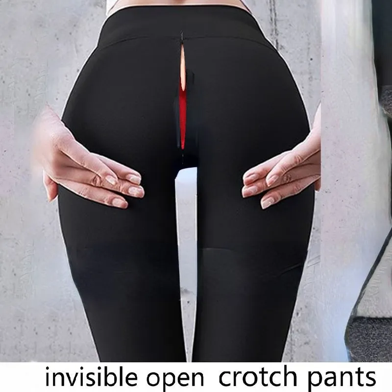 Kvinnors leggings Invisible Zipper Open Crotch Tight Leggings Yoga Pants Plus Size High midjepar utomhusbyxor 230816