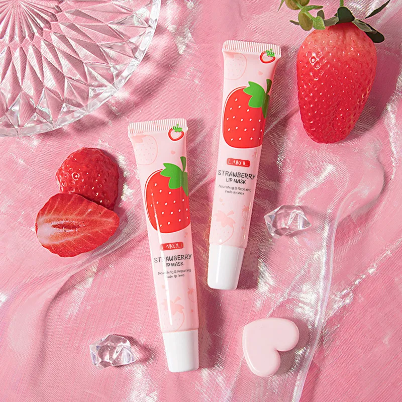 Strawberry Lip Mask fuktgivande läppbalsam Hydrating Minska läpplinjer långvarig läppoljevårdsmask 18g