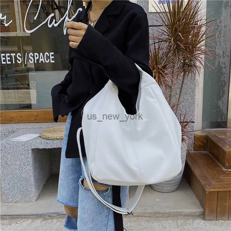 Hobo White Leather Femmes Half Moon Sacs de grande capacité