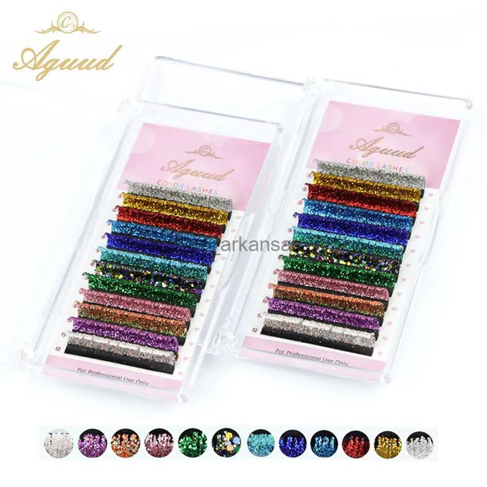 False Eyelashes AGUUD Mix Colors Glitter Fashion Shiny Colorful False Eyelash Extension Individual Faux EyeLashes Makeup Supplies Glitter Lashes HKD230817