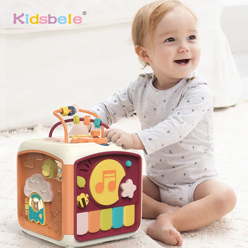 Jouets sportifs pour bébé Activité cube pour tout-petit 7 en 1 forme éducative Sartrie Musical Toy Mazaz compteur Discovery for Kids Learning SDFQE 230816