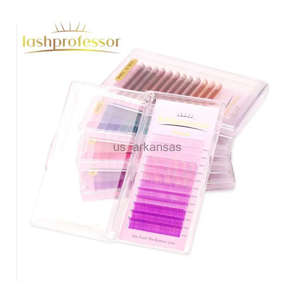 Cílios falsos Lashprofessor Extensão de cílios coloridos misturados Rosa cor marrom roxo de cor púrpura Classic Cylelhes de alta qualidade Soft para maquiagem HKD230817