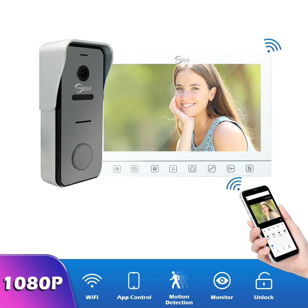 Dernier bouton tactile 7 pouces écran 1080P avec sonnette de porte caméra Vision nocturne détection de mouvement vidéo interphone pour maison Villa appartement