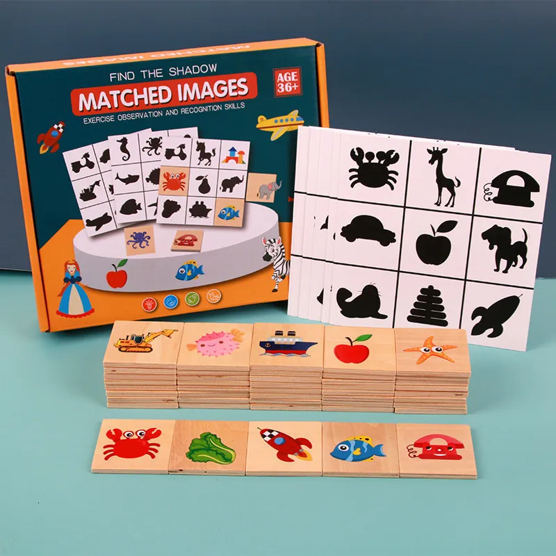 Wooden Montessori Find Shape Toy Animal Fruit Shadow Pairing Shape Puzzle Thinking Game Early Educational Toy Gift For Children