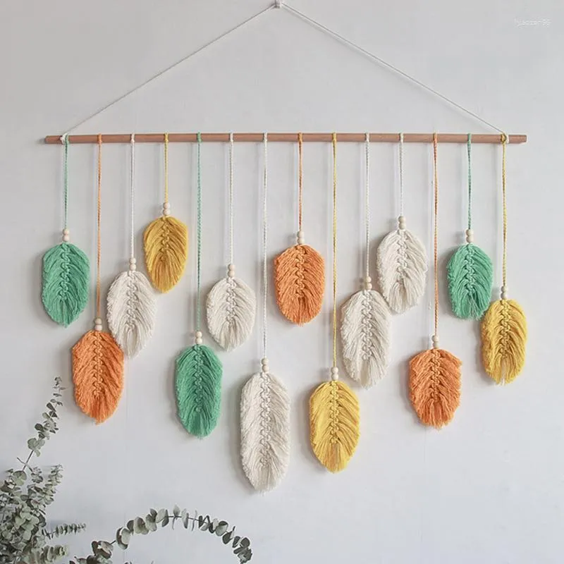 Tapestries Nordic Simple Weave Tapestry Leaf Big Size Wall Hanging Aesthetic Vintage Room Decor Wandteppich Home Utensils AH50TA