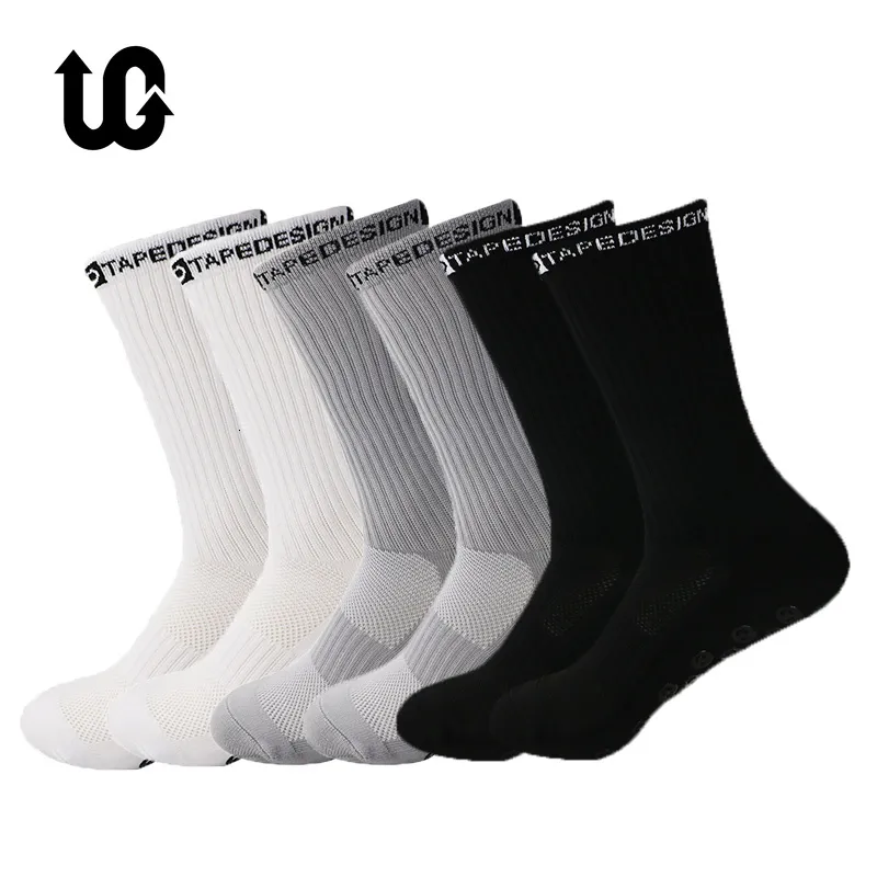 Sports Socks 6Pairs/Lot Anti-slip Football Socks Men Women Non-slip Soccer Tapedesign Tennis Sport Socks Grip Cycling Riding Socks 38-45 230816