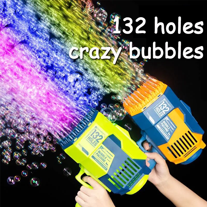 Giochi di novità 132 buchi bubble pistola con razzo rocce soap a forma di macchio da bazooka automatico con giocattoli leggeri per regalo di compleanno per bambini 230816