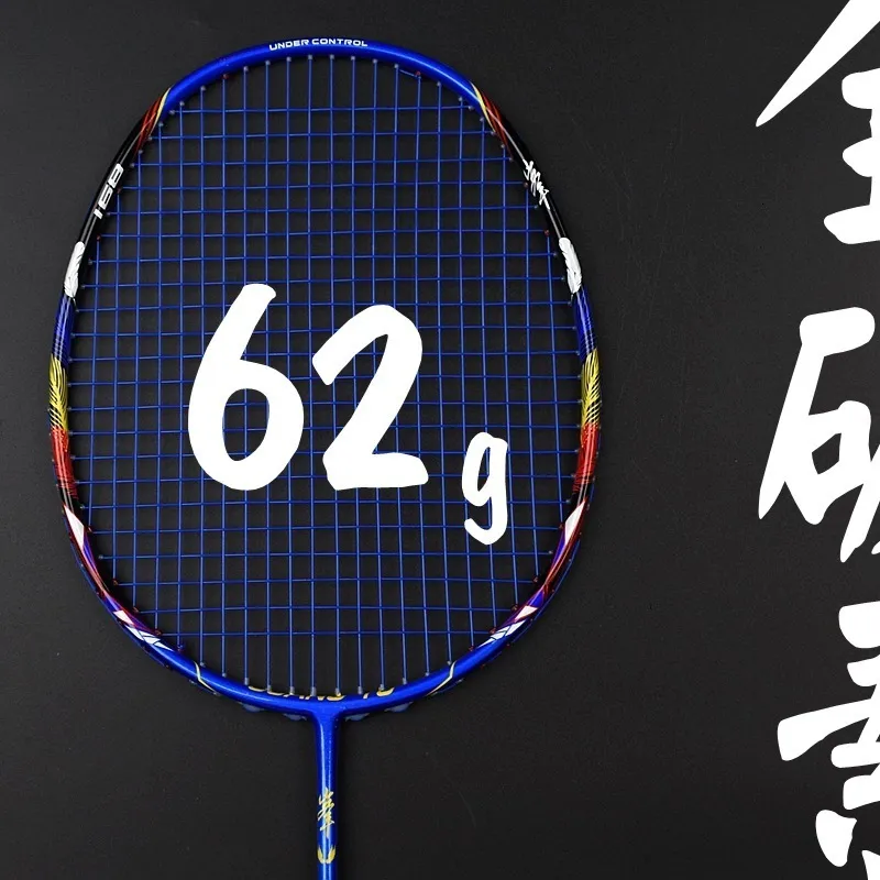 Andra sportvaror Ultra Light 8U 62G Carbon Fiber Badminton Rackets Professional Offensive Type Racket med strängar Väskor G5 Padel Sports 230816