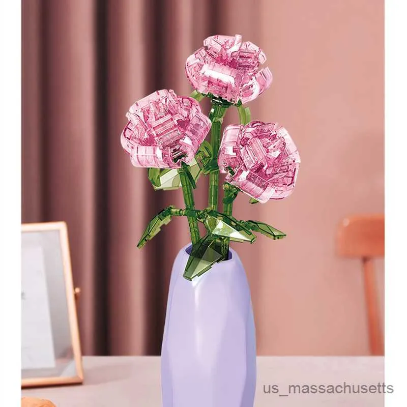 Hispering Roses Building Block Set DIY Rose Bouquet Building Blocks - Crystal Rose Simulation, Eternal ...