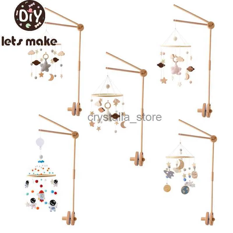 Baby Wooden Animal Bed Bell Bracket Hanging Rattles Toy Hang Baby Crib Bed Bell Wood Rocket Toy Holder Arm Bracket HKD230817