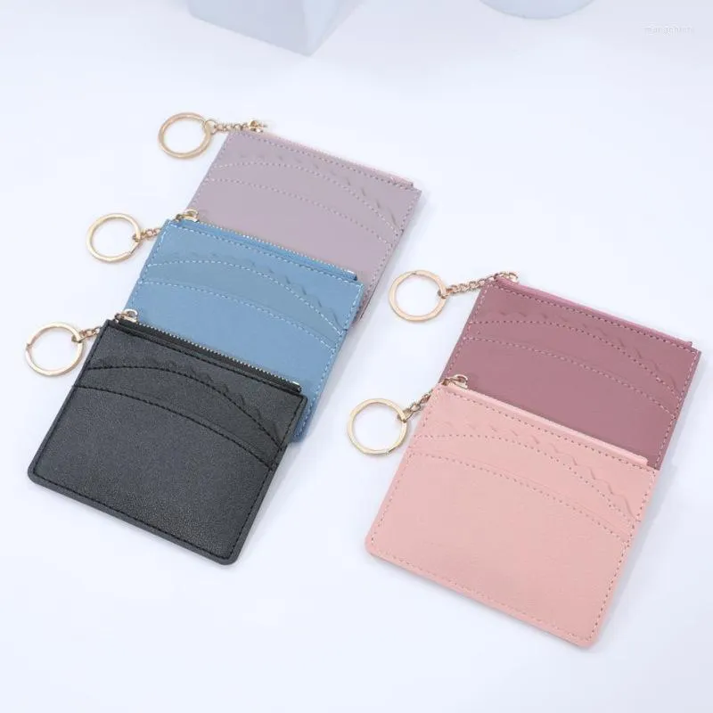 Kartenhalter 2023 Multi-Card Ultra Thin Id Halter Einfacher Bagbeutel PU Leder Reißverschluss Brieftaschen Mini Geschäftsbank Coin-Geldbörsen