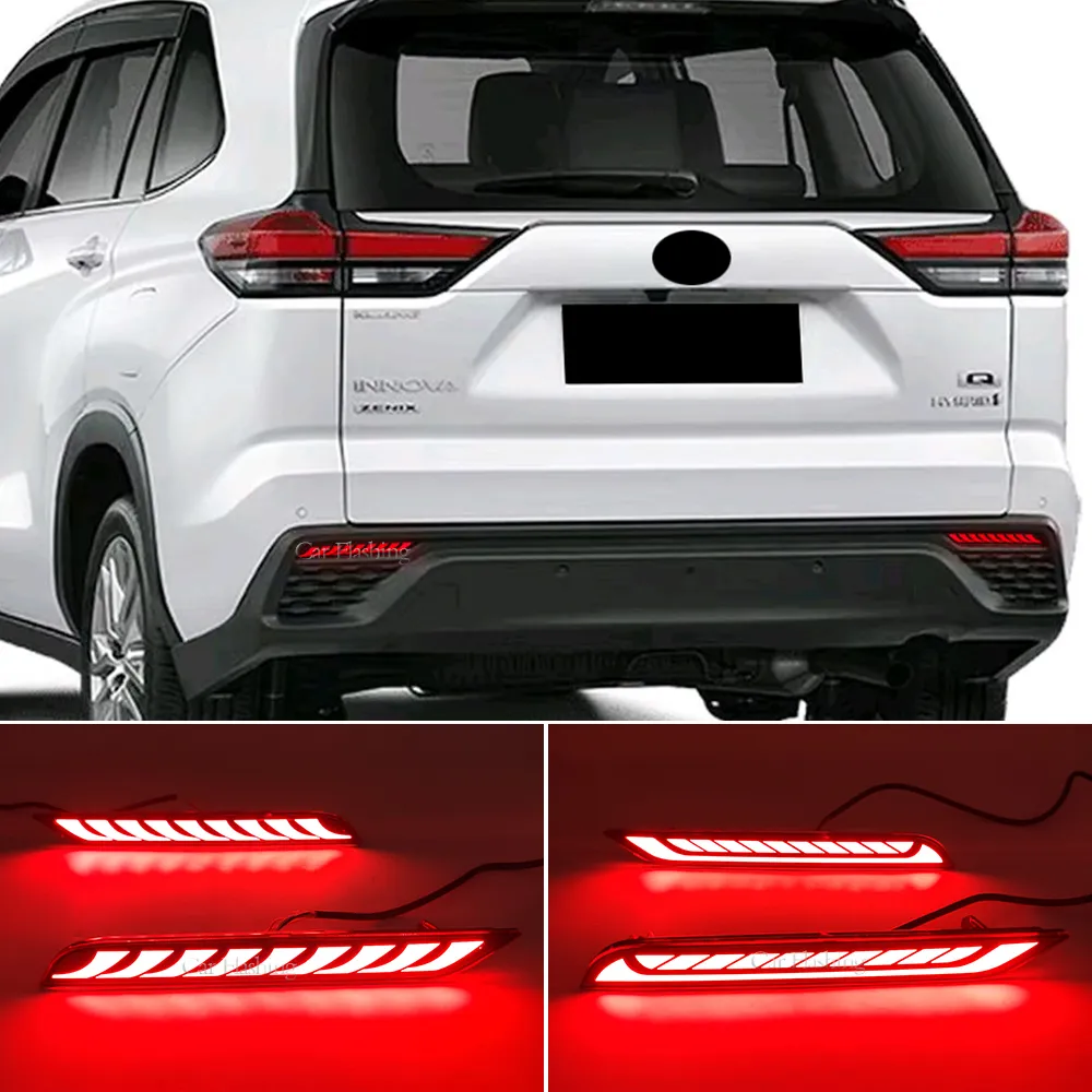 2PCS LED Reflector For Toyota Innova 2022 2023 Car Tail Light Rear Fog Lamp Bumper turn signal Light Brake Lamp