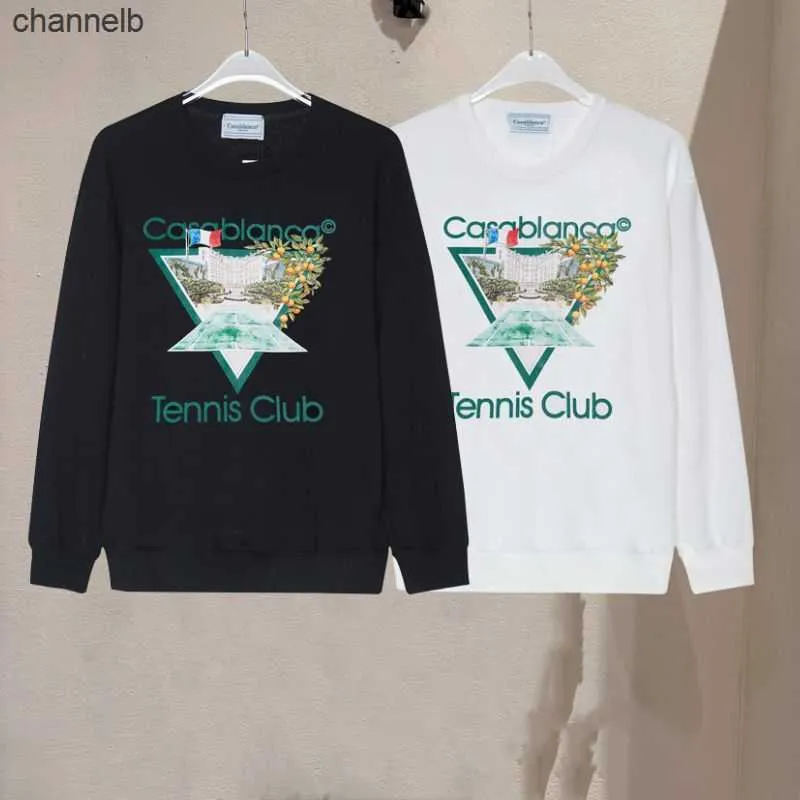 Herrt-shirts Ny höst/vinter casablanca tröja Terry Club Court Letter Print 3xl Terry Pullover Loose Men Women casa Sweatshirt HKD230817