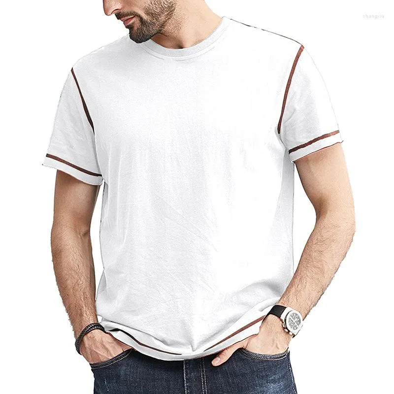 Men's T Shirts 2023 Summer Fashion Casual Daily Short-sleeved T-shirt Top Color-matching Crewneck Cotton Polyester Clothes