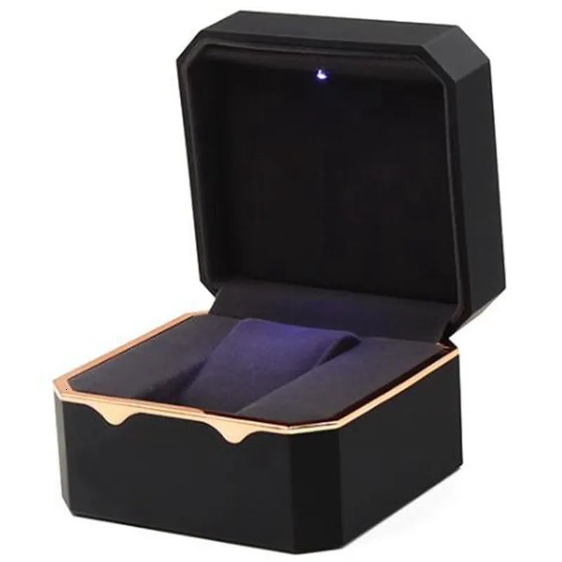 Jewelry Boxes Octagonal Gold Edge With Light Paint Storage Watch Box 230816_voghion.com
