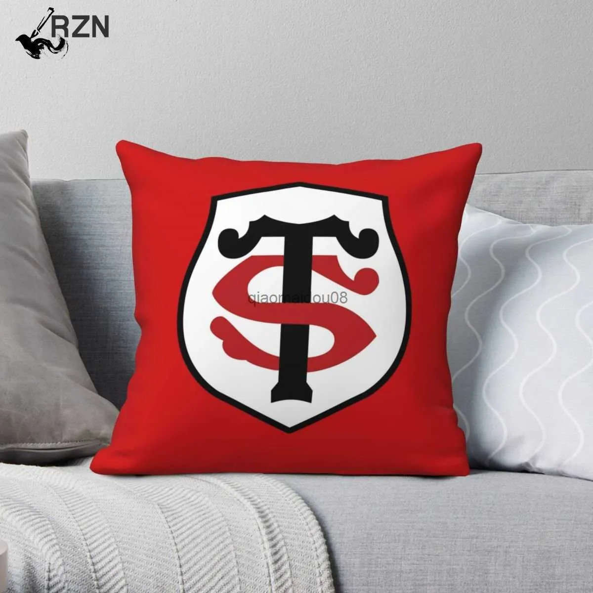 Pillow Case The Stade Toulousain Square case Polyester Linen Velvet Printed Decor Case Sofa Cushion Cover HKD230817