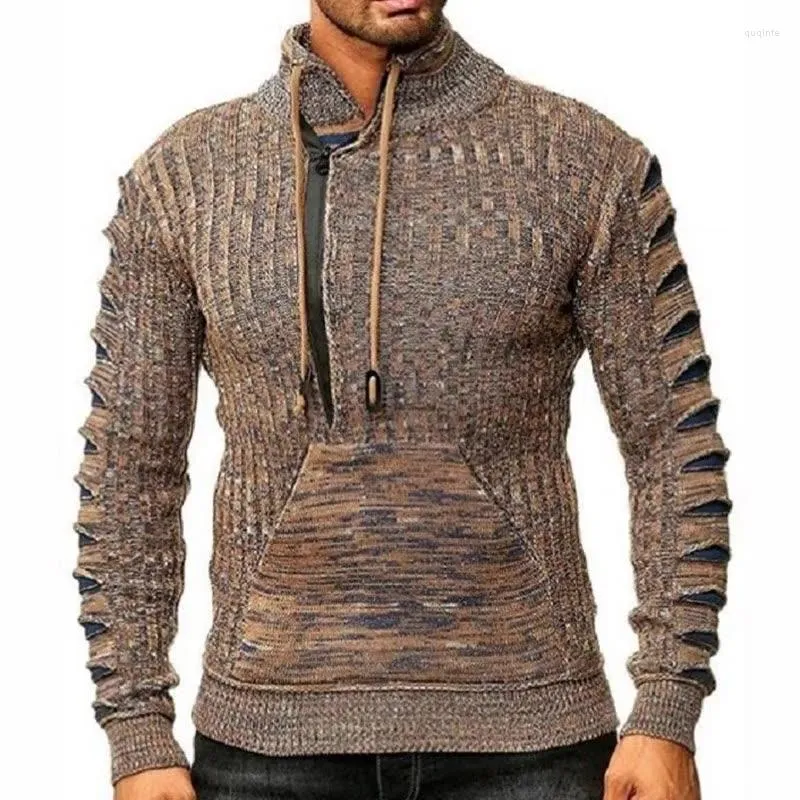 Męskie swetry jesienne i zimowe mody z długimi rękawem Knitwear LUSK