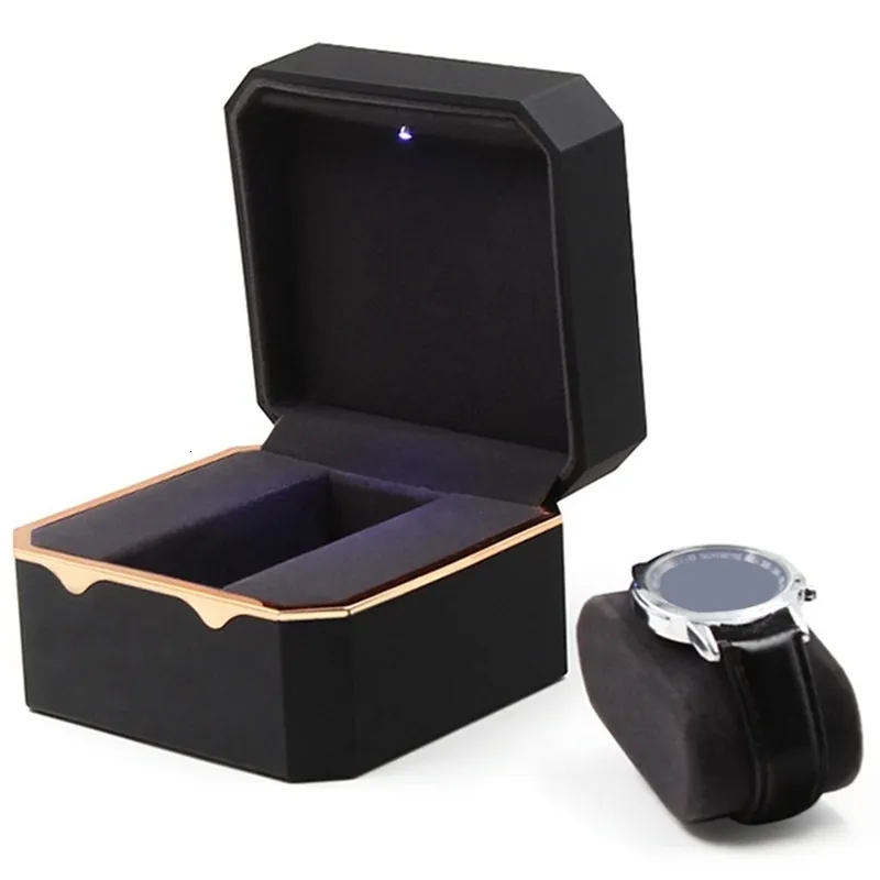 Jewelry Boxes Octagonal Gold Edge With Light Paint Storage Watch Box 230816_voghion.com
