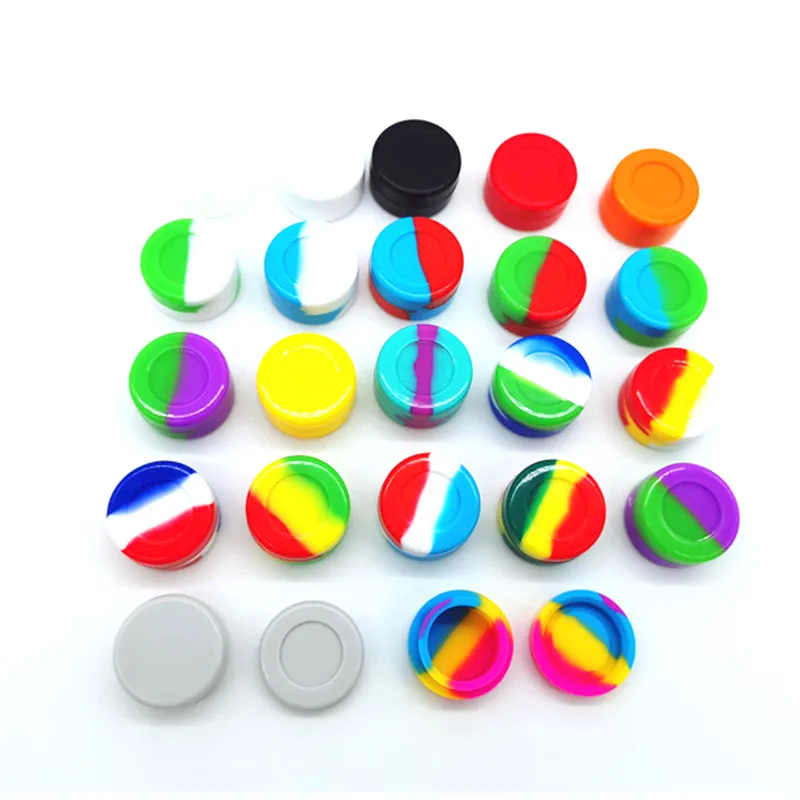 Round Non Stick Silicone Jar Container 5Ml Silicon Box Tub Jar Wax dabber tool Oil rigs Slicks for smoking accessories