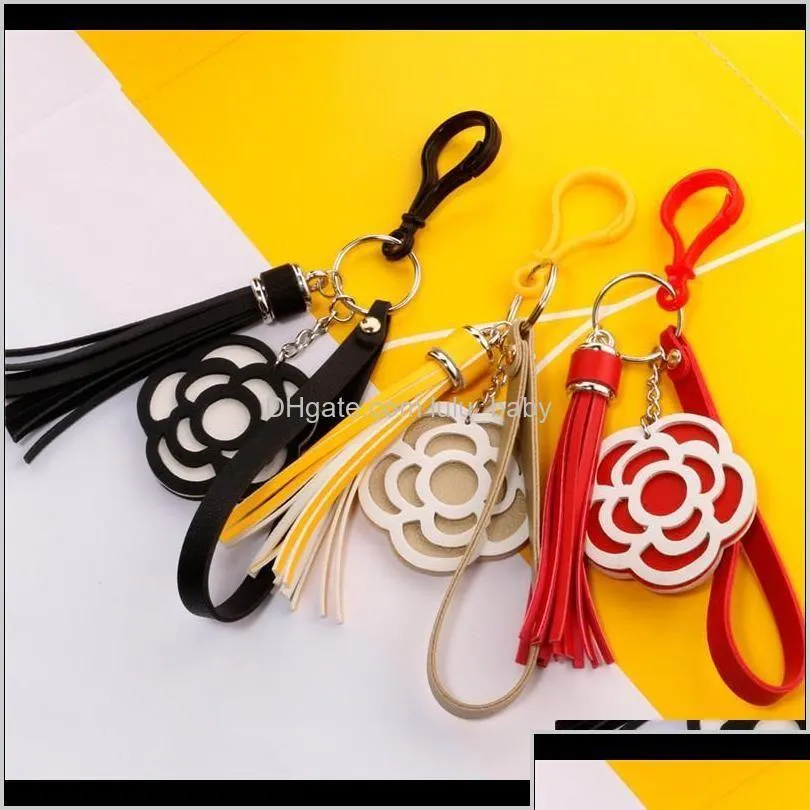 Schlüsselanhänger Lanyards 8 Stile Valentinstag Blütenschlüsselkettenquasten Quasten Quasten -Leder Schmuckstück Schlüsselringe für Halter Geldbeutel Auto Bag Anhänger Handtasche Dhphc Dhphc