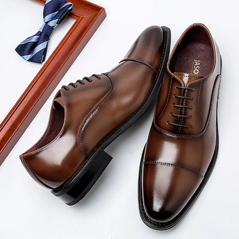 Dress Shoes Man Split Leather Shoes Rubber Sole Man Business Office Male Dress Lether Shoes Genuine Leather Wedding Party Shoes Plus 48 230816