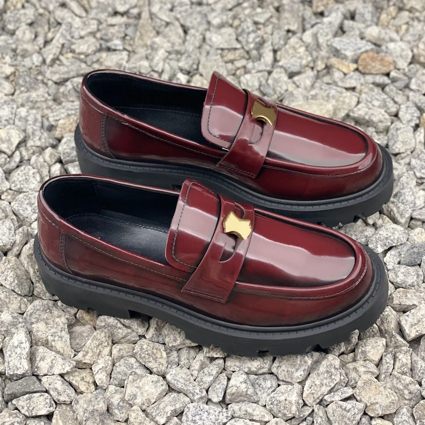 Women's Burgundy & Black Leather Loafers: Gold Buckle Platform Dress Shoes, Stylish Slides & Mules - Genuine Cowhide Leather, Comfortable Walking from Dhgate Dress Shoes - price 139.6 Women's Burgundy & Black Leather Loafers: Gold Buckle Platform Dress Shoes, Stylish Slides & Mules - Genuine Cowhide Leather, Comfortable Walking from Dhgate Dress Shoes - price 139.6