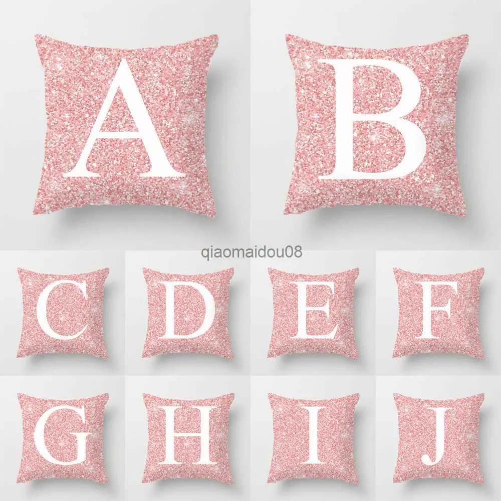 Pillow Case Pink Sequin Letter case DIY English Letter Cushion Cover Kids Girls Room Decorative Cover Home Car Decor case HKD230817